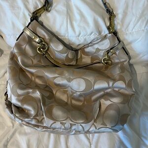 Cream and gold jacquard hobo bag SOLD